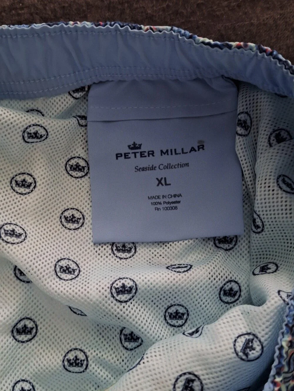 Peter Millar Light Blue Floral-Pattern Swim Trunks